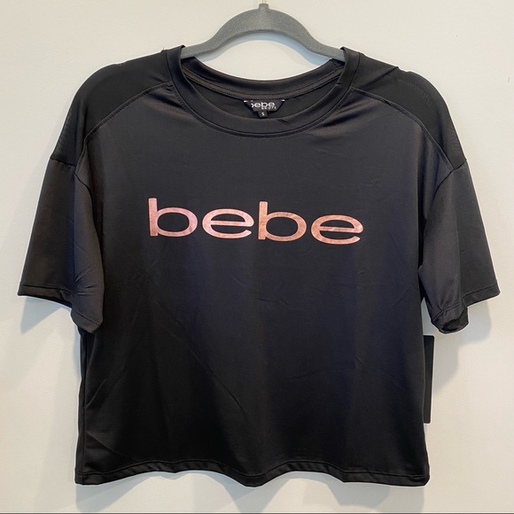 NWT bebe Sport Short Sleeve Boxy Top With Mesh Size Small - Picture 2 of 12